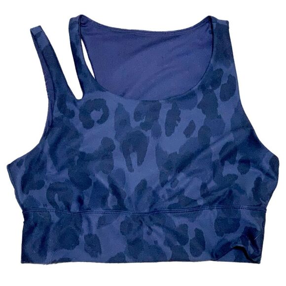 DSG Sports Bra Women’s Medium Navy Blue Animal Print Shoulder Cut Out Detail. - Picture 1 of 8